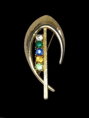 Beautiful Vintage Rafaelian Rhinestone Mothers Brooch Gold Tone Collectible